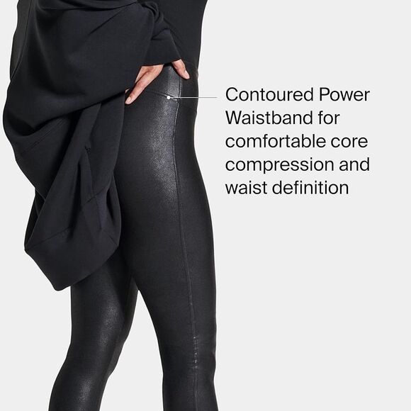 NWOT Spanx Black Faux Leather Shapewear Leggings Sz XS - Picture 3 of 10